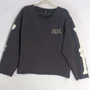 NICE Skeleton Distressed Pullover Sweater Size S